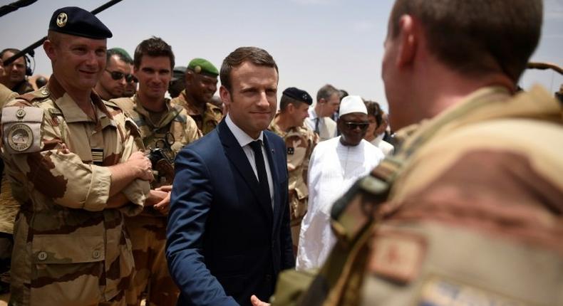 France's President Emmanuel Macron is visiting French troops in Mali on his first official trip outside Europe since taking power at the weekend