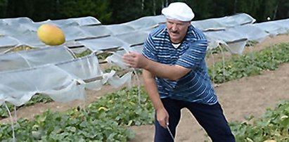 Łukaszenka pośród melonów