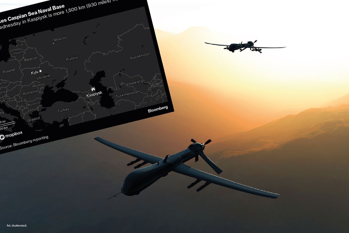 Atak ukraińskich dronów w port na Morzu Kaspijskim