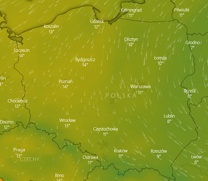 Temperatura w niedzielę 19 września