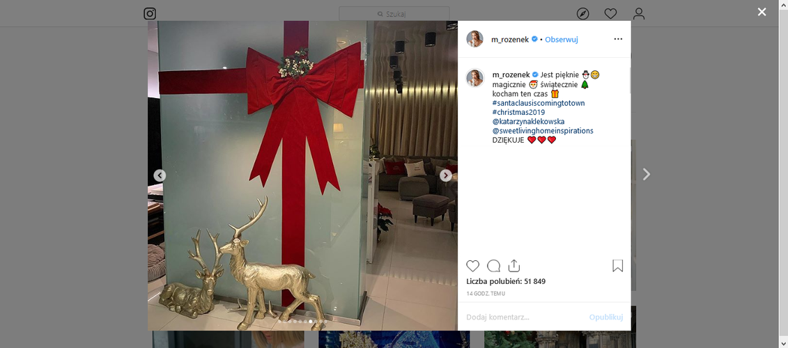 świąteczne dekoracje w domu Małgorzaty Rozenek