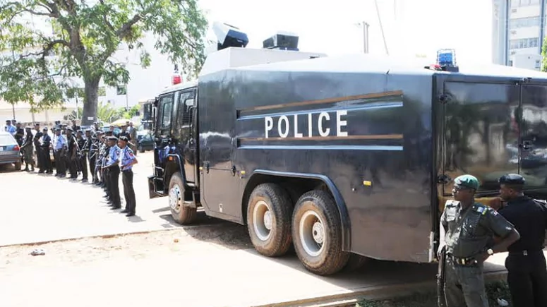 A Nigerian Police Force armored tank