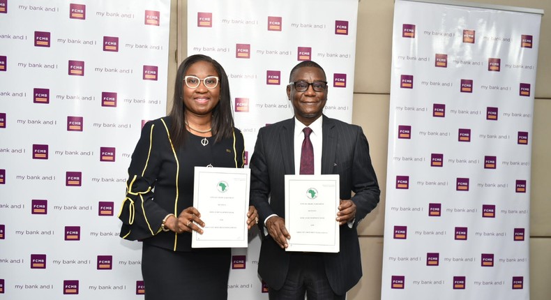 Managing Director, First City Monument Bank (FCMB), Mrs. Yemisi Edun with the Director General, Nigeria Country Department of the African Development Bank (AfDB), Mr. Lamin Barrow, during the signing ceremony of a $50 million Line of Credit Agreement provided by AfDB to FCMB to support Small and Medium Scale enterprises (SMEs), as well as Women-Empowered Businesses (WEBs).  The ceremony took place on October 17, 2022 in Lagos.