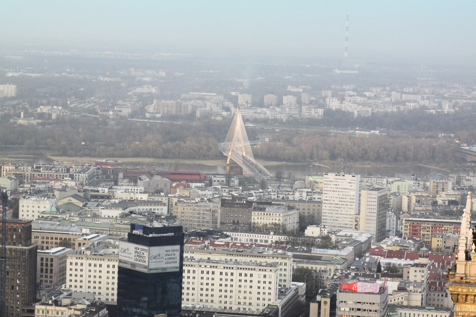 Widok z apartamentów Złota 44 na Powiśle i Most Świętokrzyski