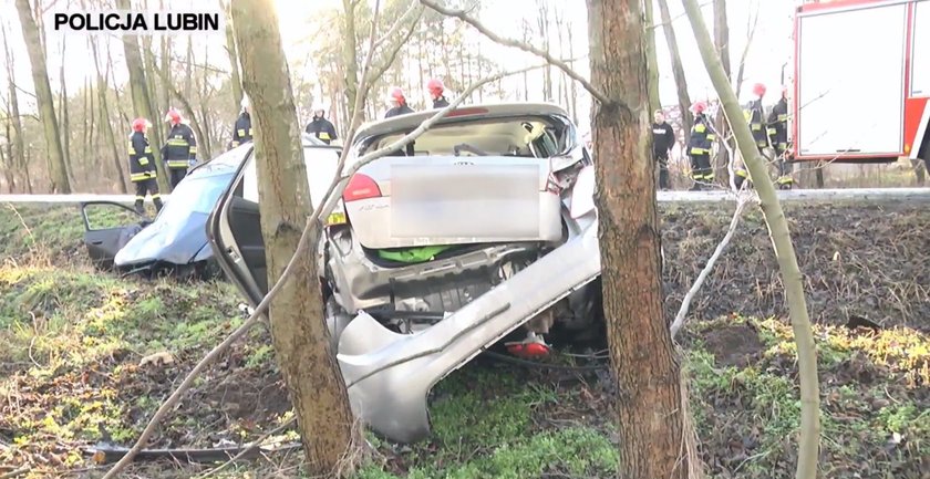 Wypadek na drodze krajowej nr 36 między Lubinem a Osiekiem na Dolnym Śląsku