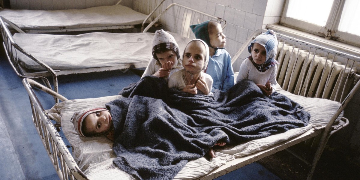 Hospital for children at Plataresti, Bucharest, Romania, 1990.