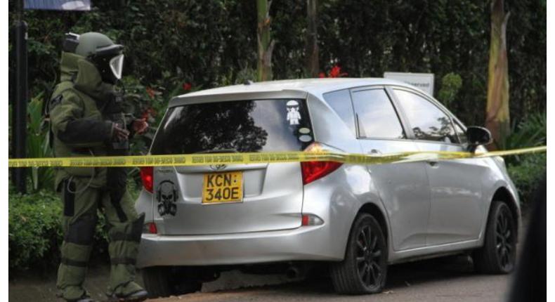 Car used in the Dusit complex attack by terrorists 