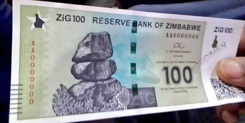 The newly minted Zimbabwe Gold-backed currency, showcased as a specimen.