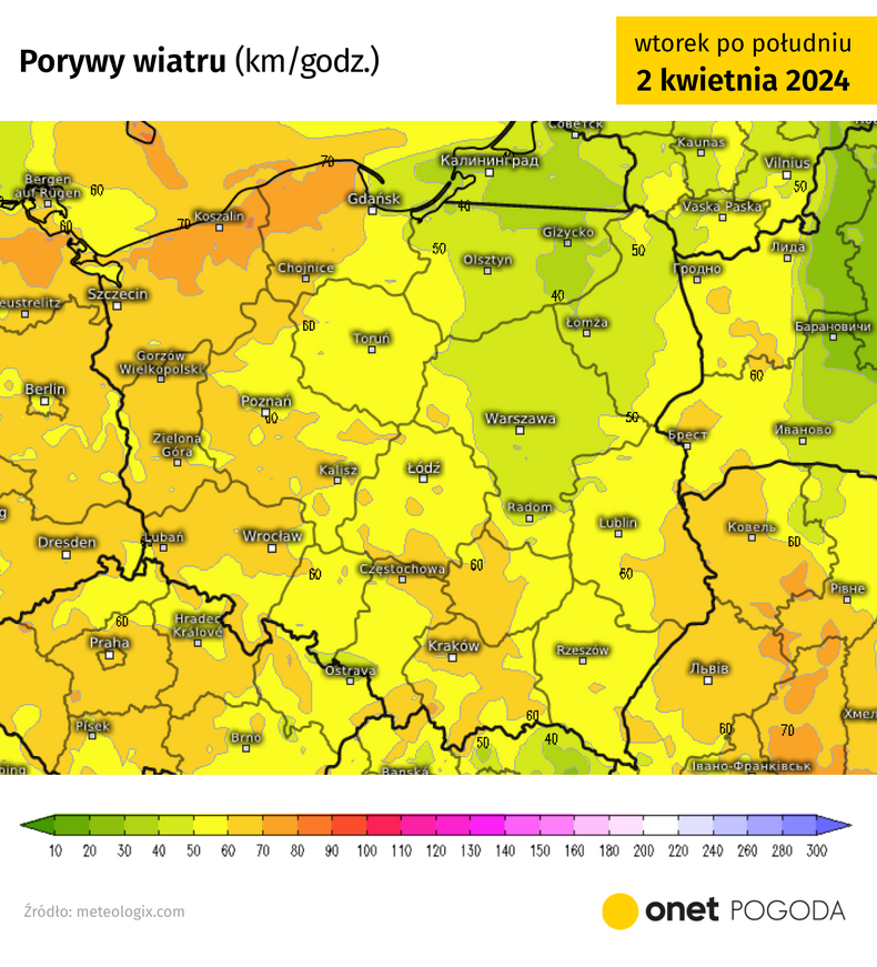 Dziś mocno wiać będzie w całej Polsce