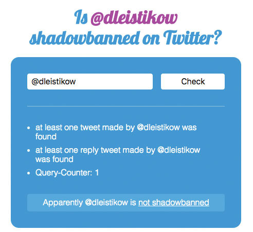 Czy Twitter ukrywa nasze tweety? Pod shadowban.eu wpiszmy nasz twitterowy nick, aby to ustalić.
