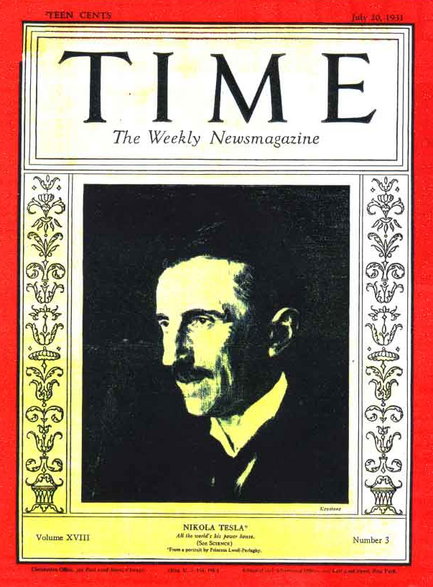 Tesla na okładce magazynu "Time" w 1931 r. 