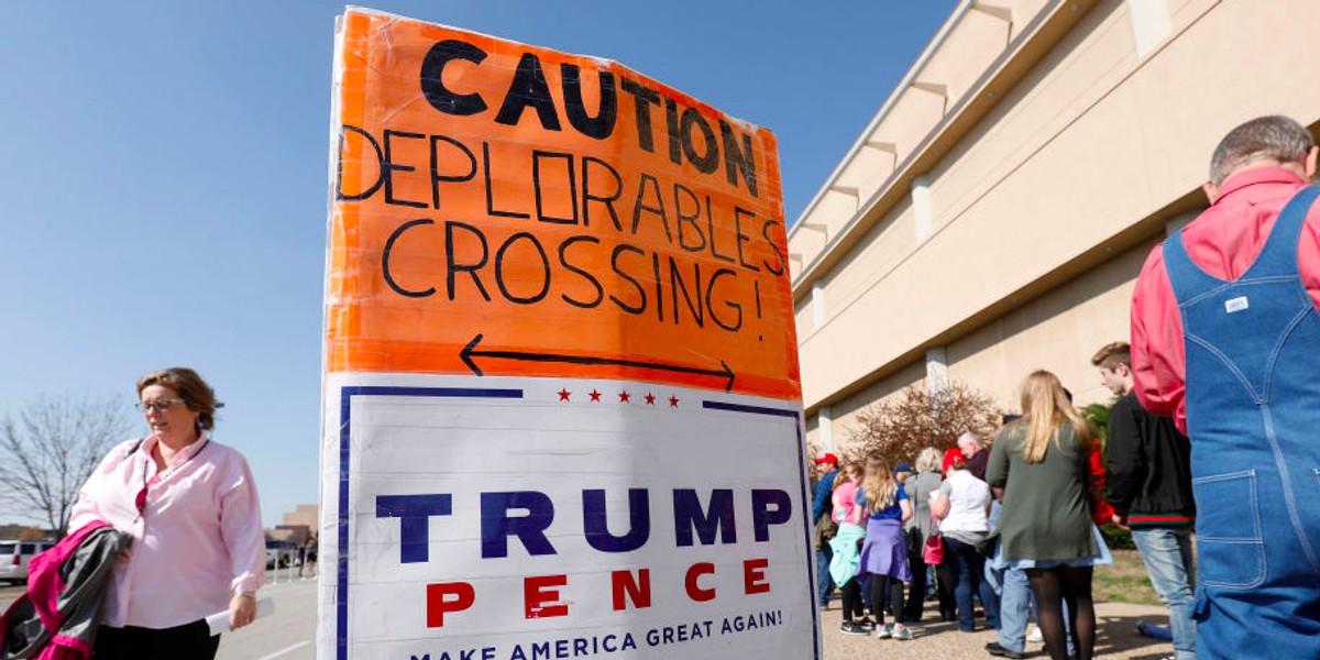 Trump supporters line up to hear President Donald Trump speak at a rally in Freedom Hall at the Kentucky Exposition Center March 20, 2017 in Louisville, Kentucky.