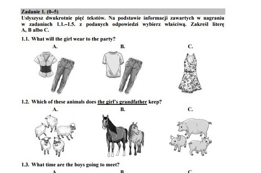 Arkusz egzaminacyjny - język angielski