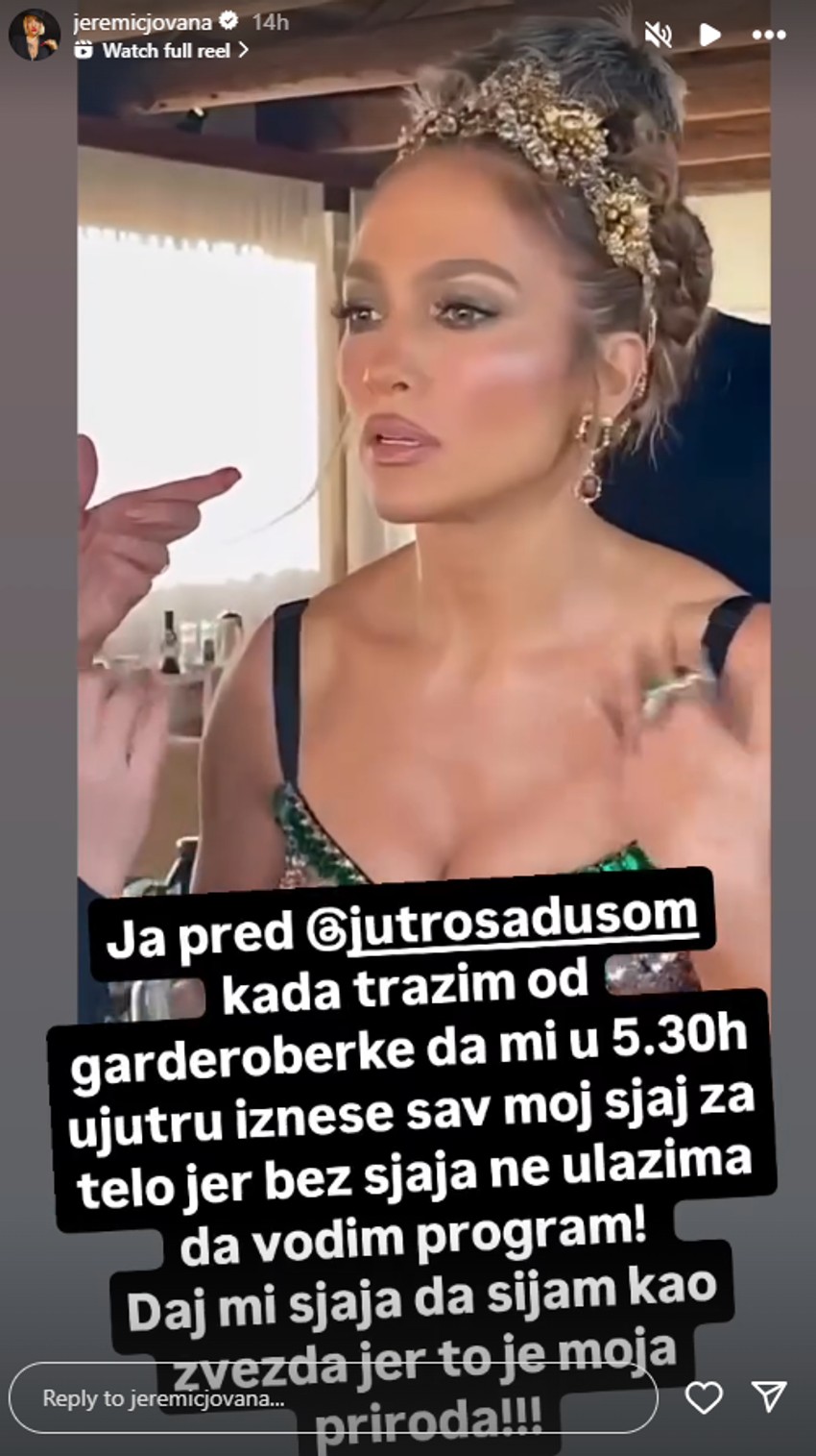 Jovana Jeremić, objava na Instagramu
