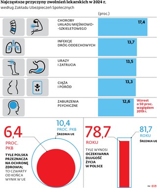 Najczęstsze przyczyny zwolnień lekarskich w 2024 r.