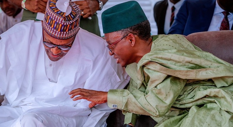 Kaduna State governor, Nasir El-Rufai (right), with President Muhammadu Buhari (left) [Presidency]