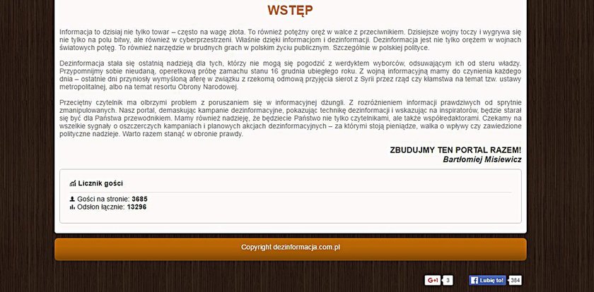 Bartłomiej Misiewicz na urlopie uruchomił portal