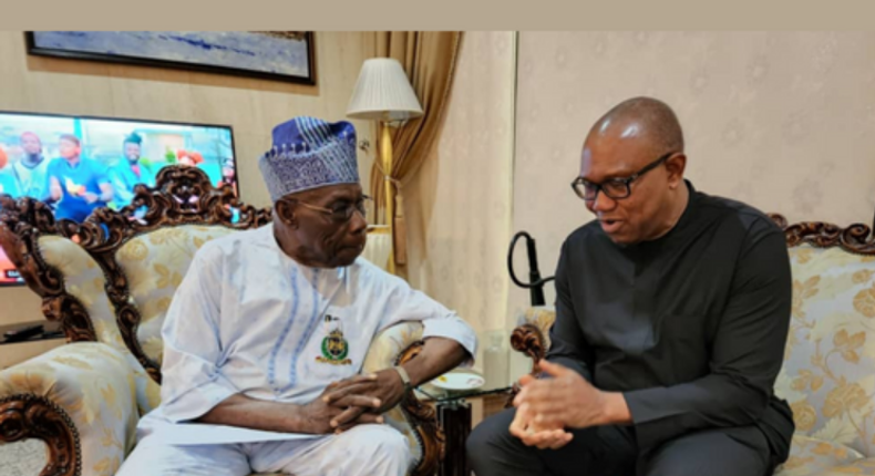 Former President, Olusegun Obasanjo and Labour Party Presidential candidate, Peter Obi.