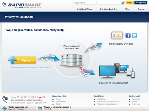 Winny, według Rapidshare, jest ten, kto nie przedstawi dowodu swojej niewinności