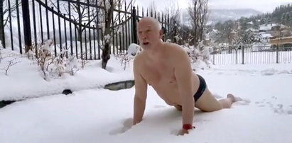 Janusz Korwin-Mikke w slipach tarza się w śniegu. O co chodzi?