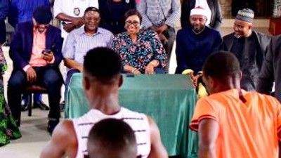 Gov. Bassey Otu, his wife and other dignitaries being entertained at the Federal Correctional Centre, Afokang, Calabar