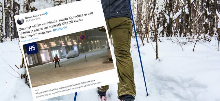 Biegają na nartach po ulicach Helsinek. Służby nie nadążają z odśnieżaniem 