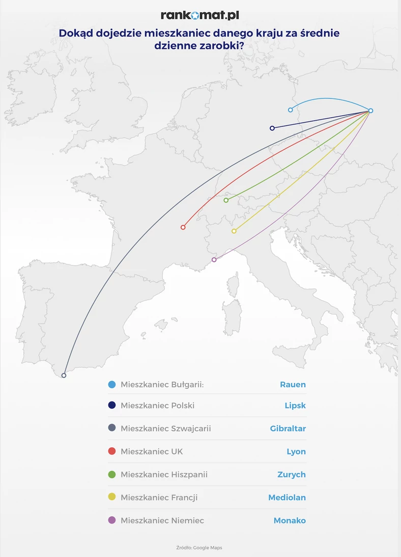 Dokąd dojadą Europejczycy na zarobkach z jednego dnia?