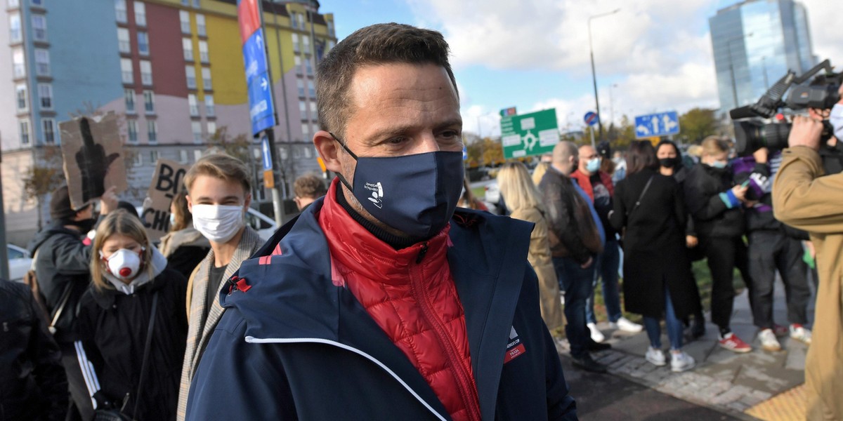 Rafał Trzaskowski na proteście przeciwko decyzji TK