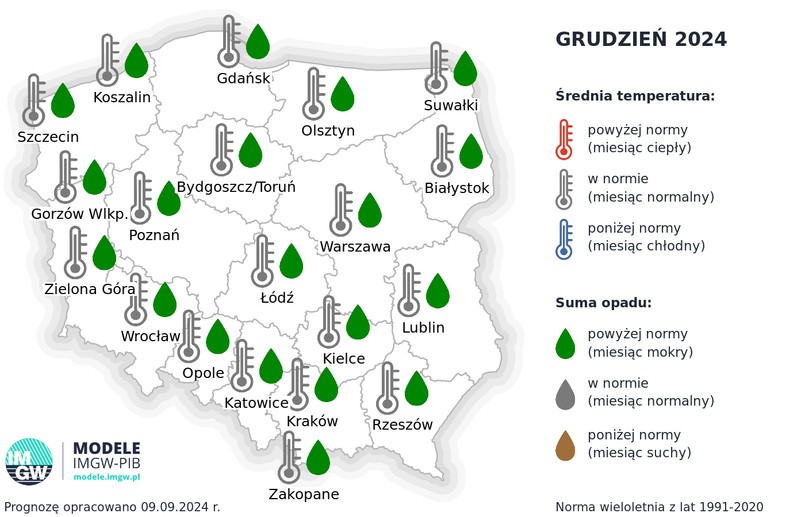 IMGW prognoza pogody na grudzień 2024