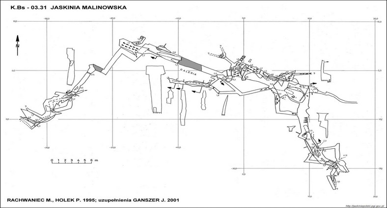 Plan Jaskini Malinowskiej, autor: Holek (jr.) Piotr, Ganszer Jerzy, Rachwaniec Michał