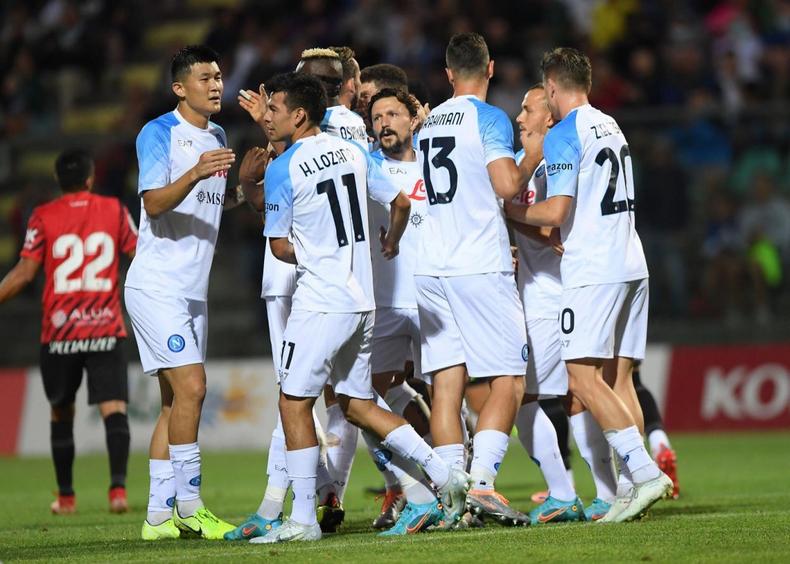 Napoli celebrate Victor Osimhen's goal