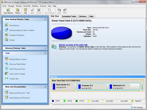 Paragon Backup and Recovery Compact Edition pomimo angielskojęzycznego interfejsu jest prosty w obsłudze