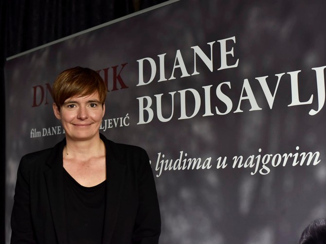 Rediteljka Dana Budisavljević na jučerašnjoj konferenciji u Beogradu, nakon pretpremijere filma "Dnevnik Diane Budisavljević"