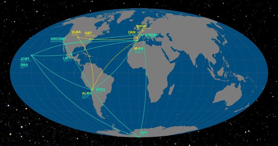 Obserwatoria, które brały udział w projekcie Event Horizon Telescope