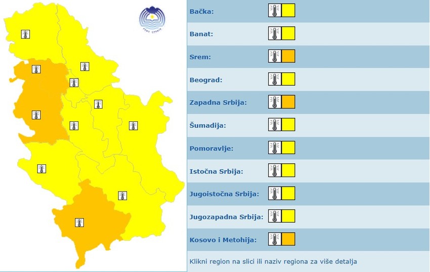 Meteoalarm za nedelju