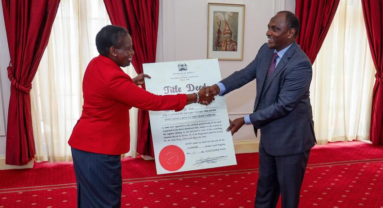 Treasury CS Ukur Yattani receives title deed to controversial Kiambu Institute of Science and Technology (KIST) land in Kiambu