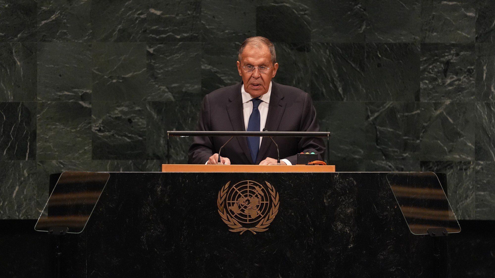 Ruský minister zahraničných vecí Sergej Lavrov na 81. zasadnutí Valného zhromaždenia OSN. 