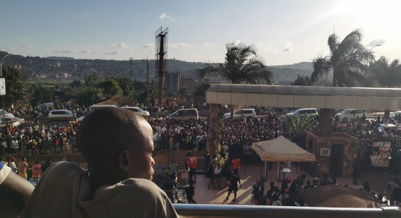 Crowds gather at Freedom City on Friday evening