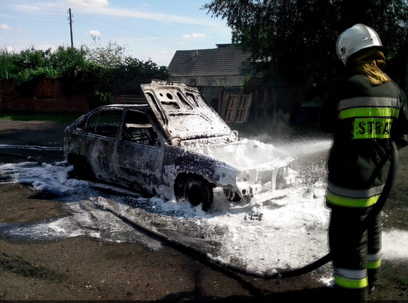 Strażacy gasili auto