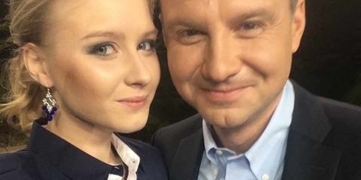 Kinga Duda i jej ojciec prezydent elekt Andrzej Duda. 