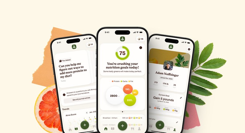 Users can ask Alma questions about their health goals and can see their daily food intake.Alma