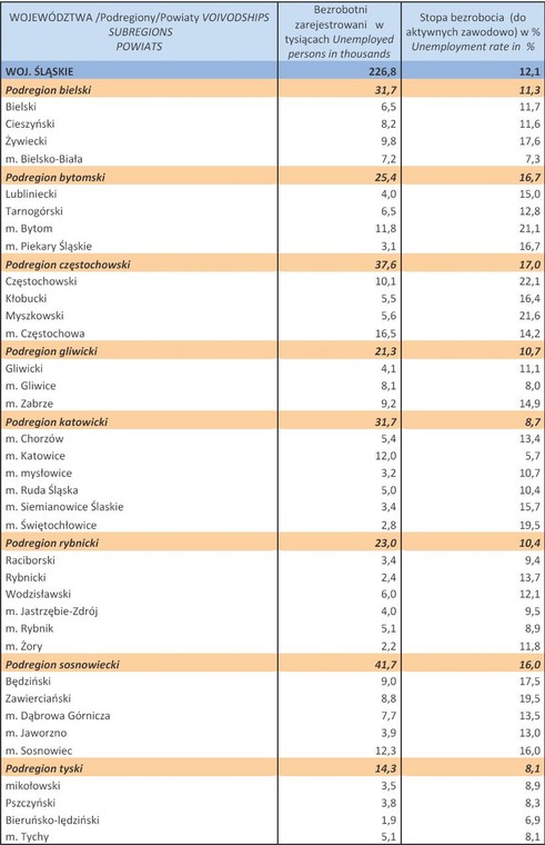 Bezrobocie w Polsce w lutym 2013 r. woj. ŚLĄSKIE