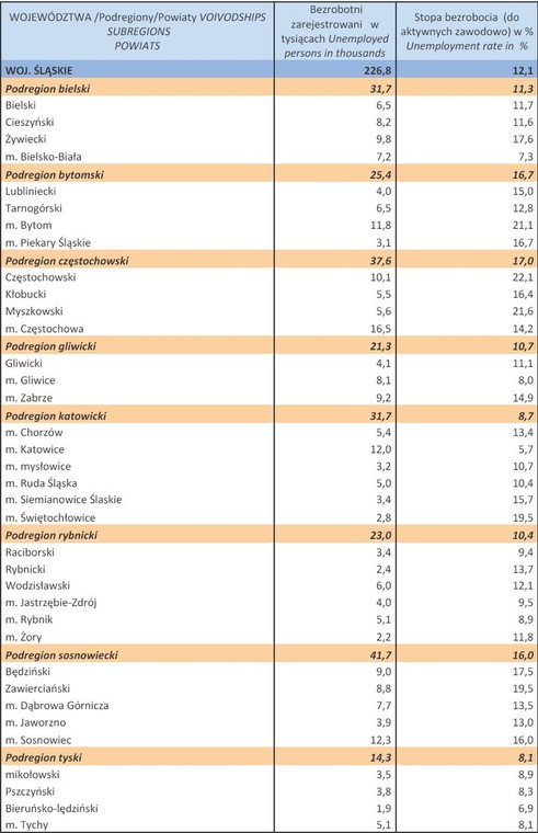 Bezrobocie w Polsce w lutym 2013 r. woj. ŚLĄSKIE