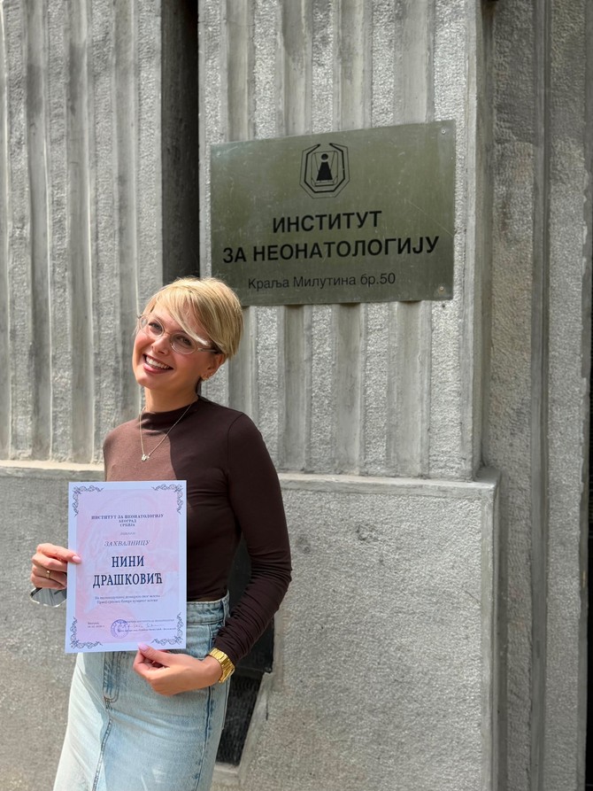 Nina procenjuje da je poklonila oko 100 litara mleka
