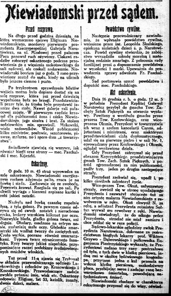 Informacja o procesie Niewiadomskiego w "Robotniku" z 31 grudnia 1922 r.