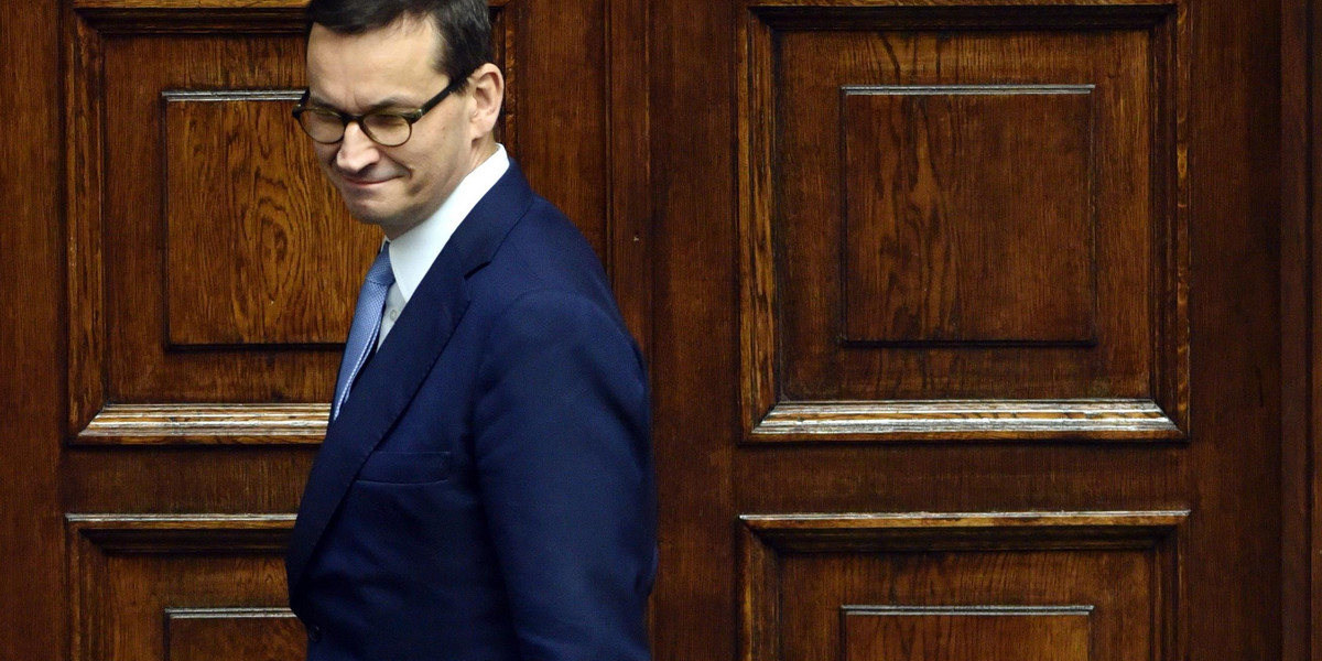 Na zdjęciu premier Mateusz Morawiecki w Sejmie na posiedzeniu ws. głosowania nad poprzednią wersją tarczy antykryzysowej, 14 maja 2020