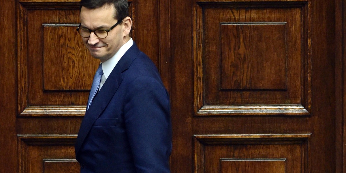 Na zdjęciu premier Mateusz Morawiecki w Sejmie na posiedzeniu ws. głosowania nad poprzednią wersją tarczy antykryzysowej, 14 maja 2020