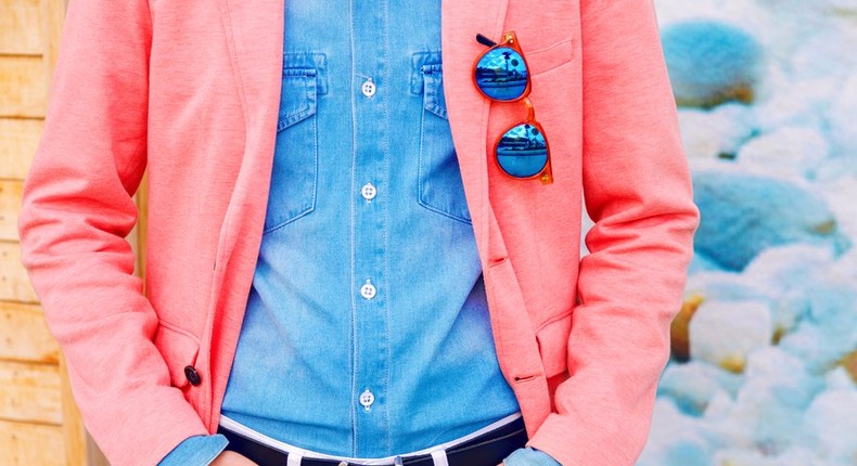 A pink blazer is not an essential — but a chambray shirt and sunglasses certainly are.