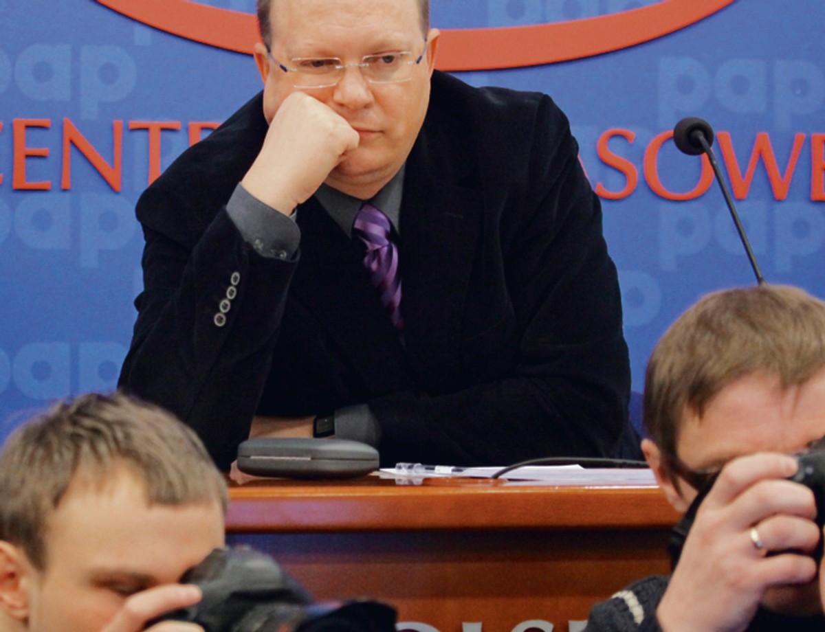 Leonid Swiridow w czasie wideokonferencji Moskwa–Warszawa, luty 2011 r.