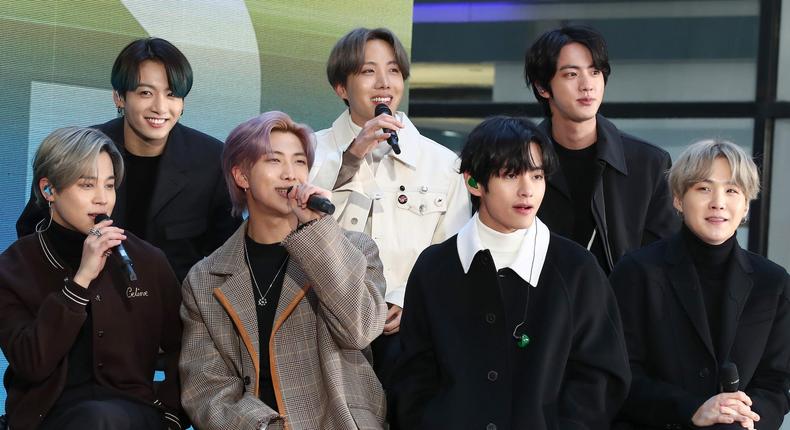 The K-pop boy band BTS visits the Today Show in New York City on February 21, 2020.